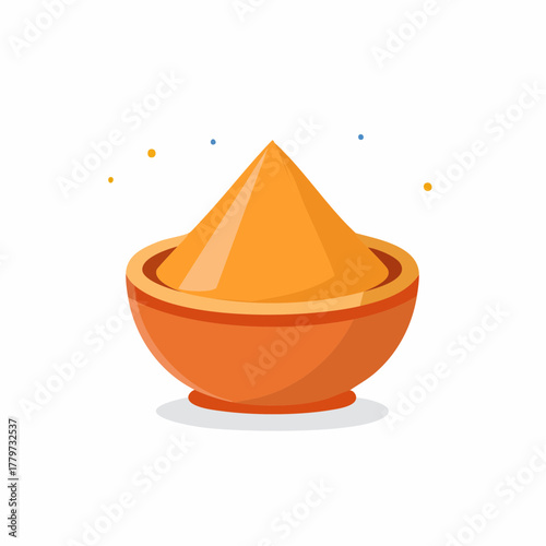 Orange Bowl Filled With Powdered Spices Like Turmeric or Curry for Cooking