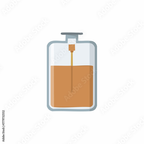 Flat design cosmetic or medical serum bottle with dropper icon
