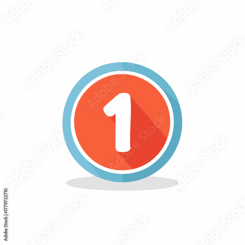 Number One in Round Circle Badge Graphic Illustration Isolated