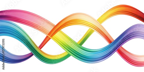 Vibrant Abstract Curved Lines — Dynamic Flowing Rainbow Waves and Colorful Elegant Digital Art Design