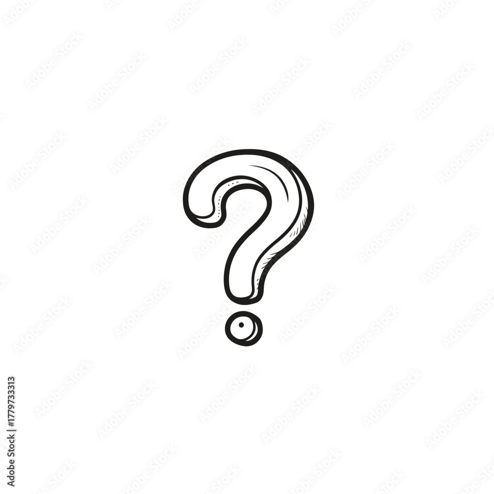 Fototapeta premium Simple Question Mark Outline Icon Minimal Style