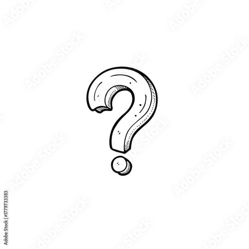 Hand Drawn Question Mark Icon in Doodle Style