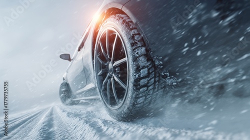 Obraz na płótnie fast car winter tire track