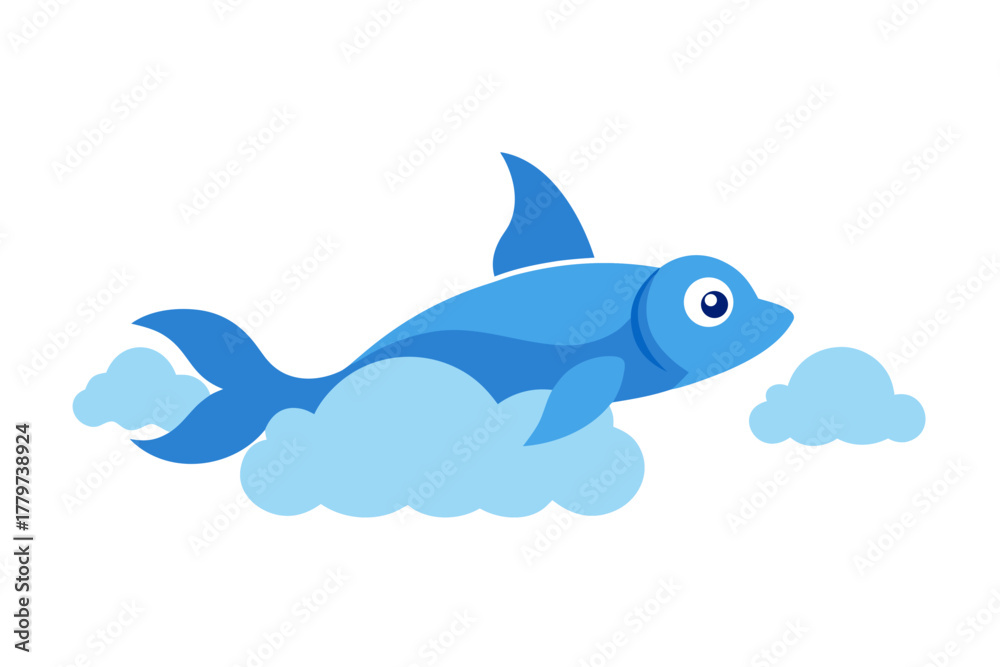 Obraz premium Blue fish in the clouds