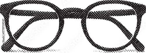 Realistic Halftone Eyeglasses Illustration – Black Dotted Fashion Accessory Icon