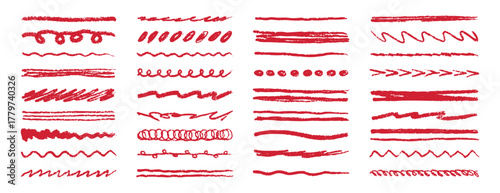 Red underline crayon pencil stroke hand drawn doodle
