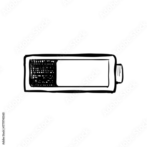 Illustrated Low Battery Icon Depicting Power Depletion for Technology and Sustainability Themes