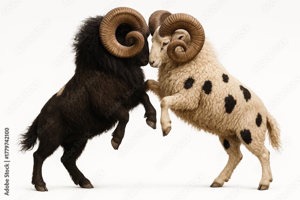 Fototapeta premium Giant rams in a fight