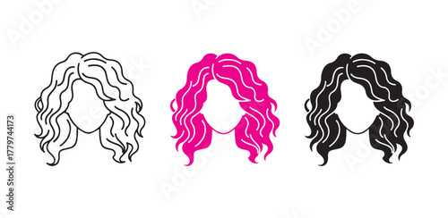 Stylized Curly Hair Variations in Portraits, Fashion and Hair Design Concept