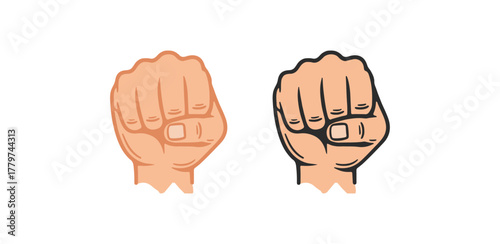 Stylized Clenched Fists in Orange and Black