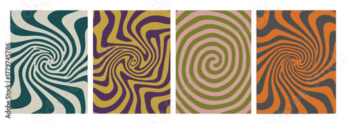 Colorful Optical Illusion Spirals | Abstract Swirl and Vortex Patterns in Vibrant Panels