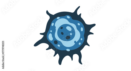 Stylized illustration of a single celled organism with a nucleus