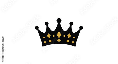 A simple black and gold crown illustration on a white background