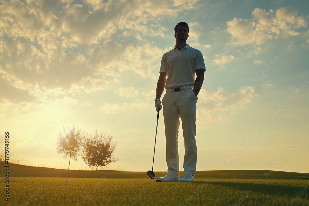 Fototapeta premium Stylish golf player in nature