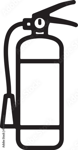Black Outline Icon of a Fire Extinguisher on a White Background safety emergency on transparent background