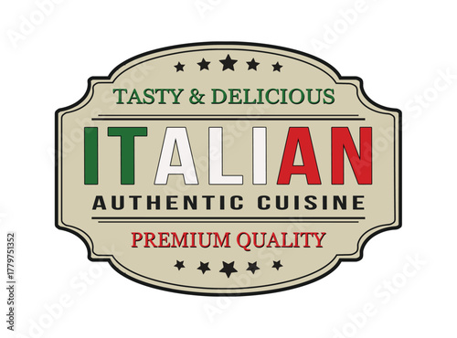 Italian Cuisine label or sticker