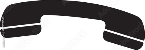 Black silhouette of a telephone handset on a white background communication call on transparent background