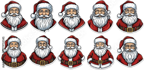 Santa Claus Character Set with Varied Expressions
