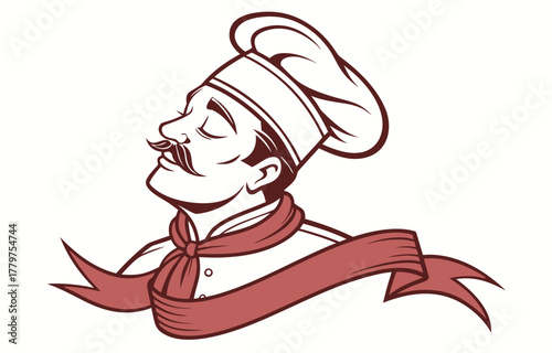 Smiling Chef with Mustache and Scarf