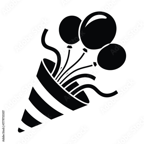 Party popper with balloons silhouette