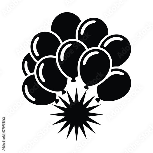 Bunch of balloons with starburst silhouette