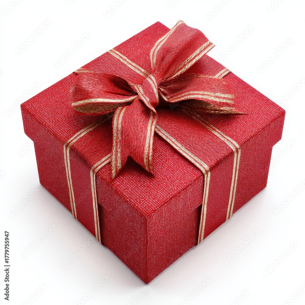 Obraz premium Red Present Box Isolated on White. 