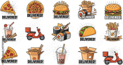 Fast Food Delivery Illustrations with Characters