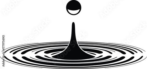 Droplet silhouette vector falling into liquid
