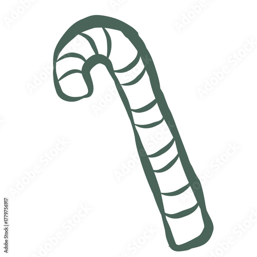 Christmas Candy Cookie. Line Art Illustration.