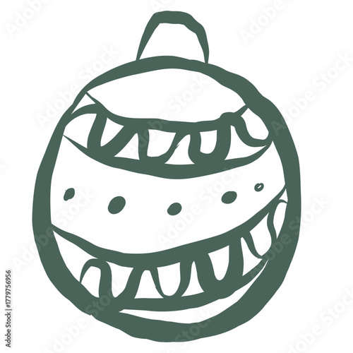 Christmas Decoration. Line Art Illustration.