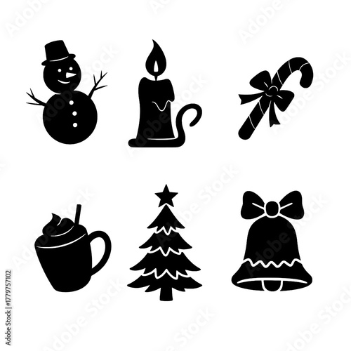 Christmas Silhouette Icon Set Black and White Vector

 

 
