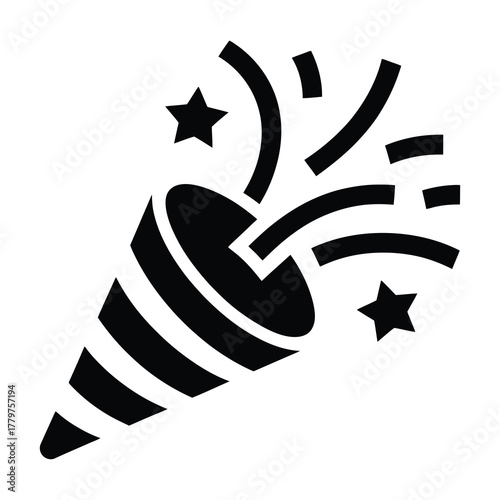 Confetti popper silhouette for celebrations