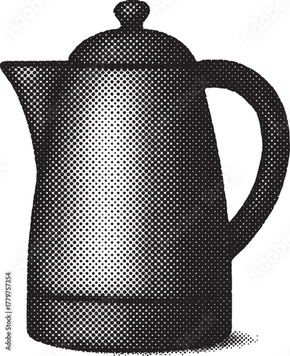 Halftone Coffee Kettle Illustration