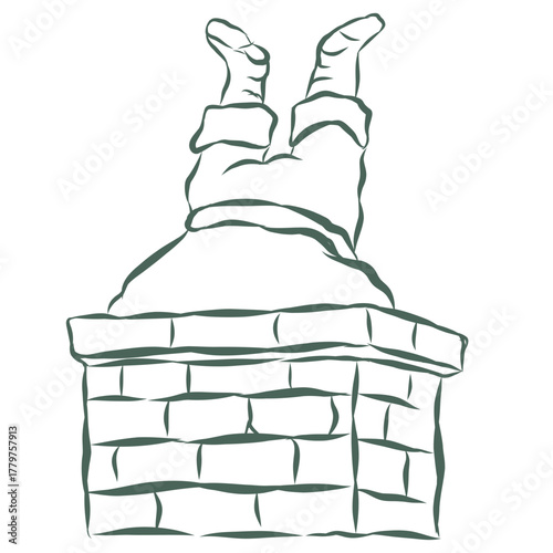 Santa Claus. Line Art Illustration.