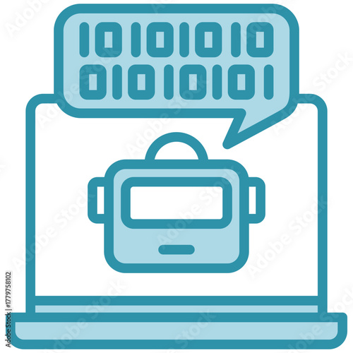 Coding Process Icon, Mini Illustration Relate To Industry 4-0, Modern Industry. Use For Modern Concept, Ui, Ux Web And App Development.
