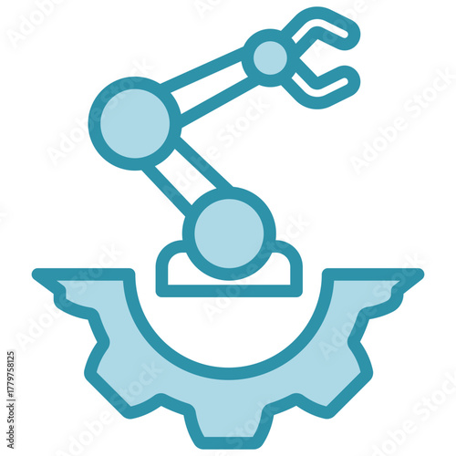 Robot Arm Icon, Mini Illustration Relate To Industry 4-0, Modern Industry. Use For Modern Concept, Ui, Ux Web And App Development.