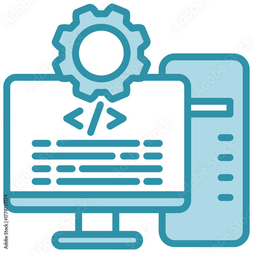 Programming Icon, Mini Illustration Relate To Industry 4-0, Modern Industry. Use For Modern Concept, Ui, Ux Web And App Development.