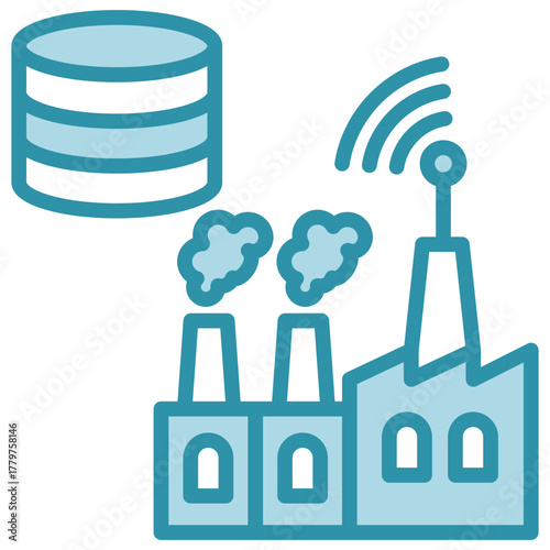 Connected Factory Icon, Mini Illustration Relate To Industry 4-0, Modern Industry. Use For Modern Concept, Ui, Ux Web And App Development.