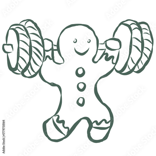 Christmas Bread. Line Art Illustration.