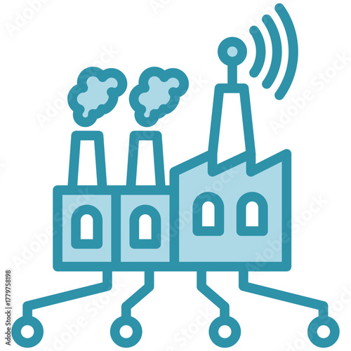 Digital Factory Icon, Mini Illustration Relate To Industry 4-0, Modern Industry. Use For Modern Concept, Ui, Ux Web And App Development.