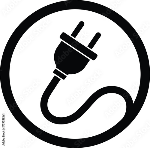 Electric plug in circle, vector illustration