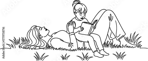 Couple in a meadow enjoying a book together on a sunny day