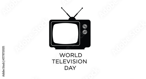 Simple black and white illustration of a vintage television set design