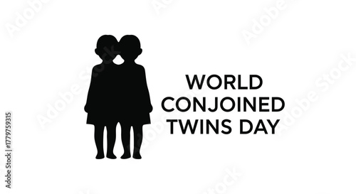 Silhouette of conjoined twins with text reading world twins day