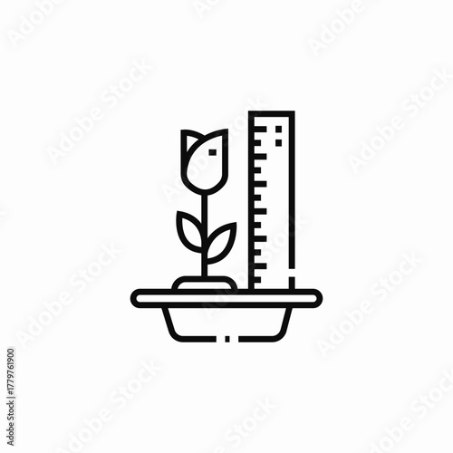flower plant length icon sign vector
