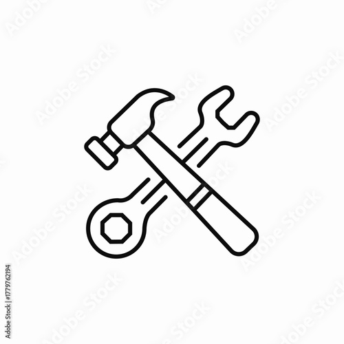 hammer wrench croos service icon sign vector
