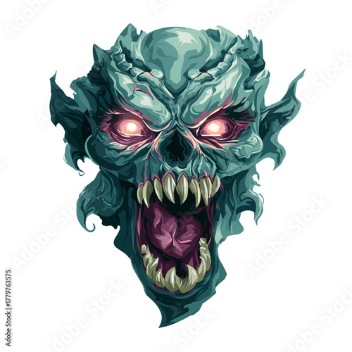 Undead Demon Face Vector Clipart, Logo