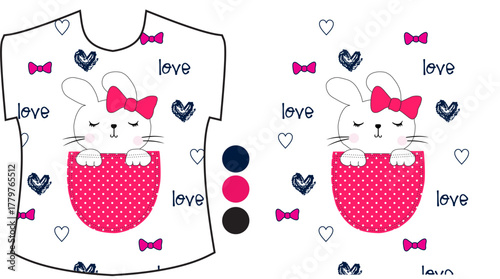 Minimalist Photo Style Bunny in Pocket T-shirt Design