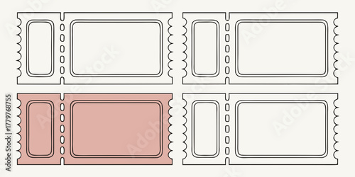 blank ticket templates with perforated stub white and pink admission voucher design event raffle cinema entry mockup
