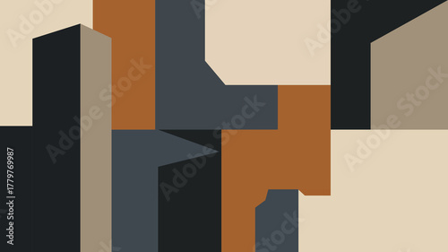 Abstract Geometric Composition A Modern Design with Blocks, Shapes, and a Minimalist Aesthetic for Digital Art and Graphic Design